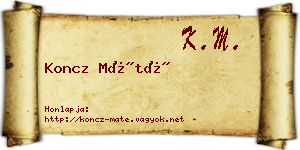 Koncz Máté névjegykártya
